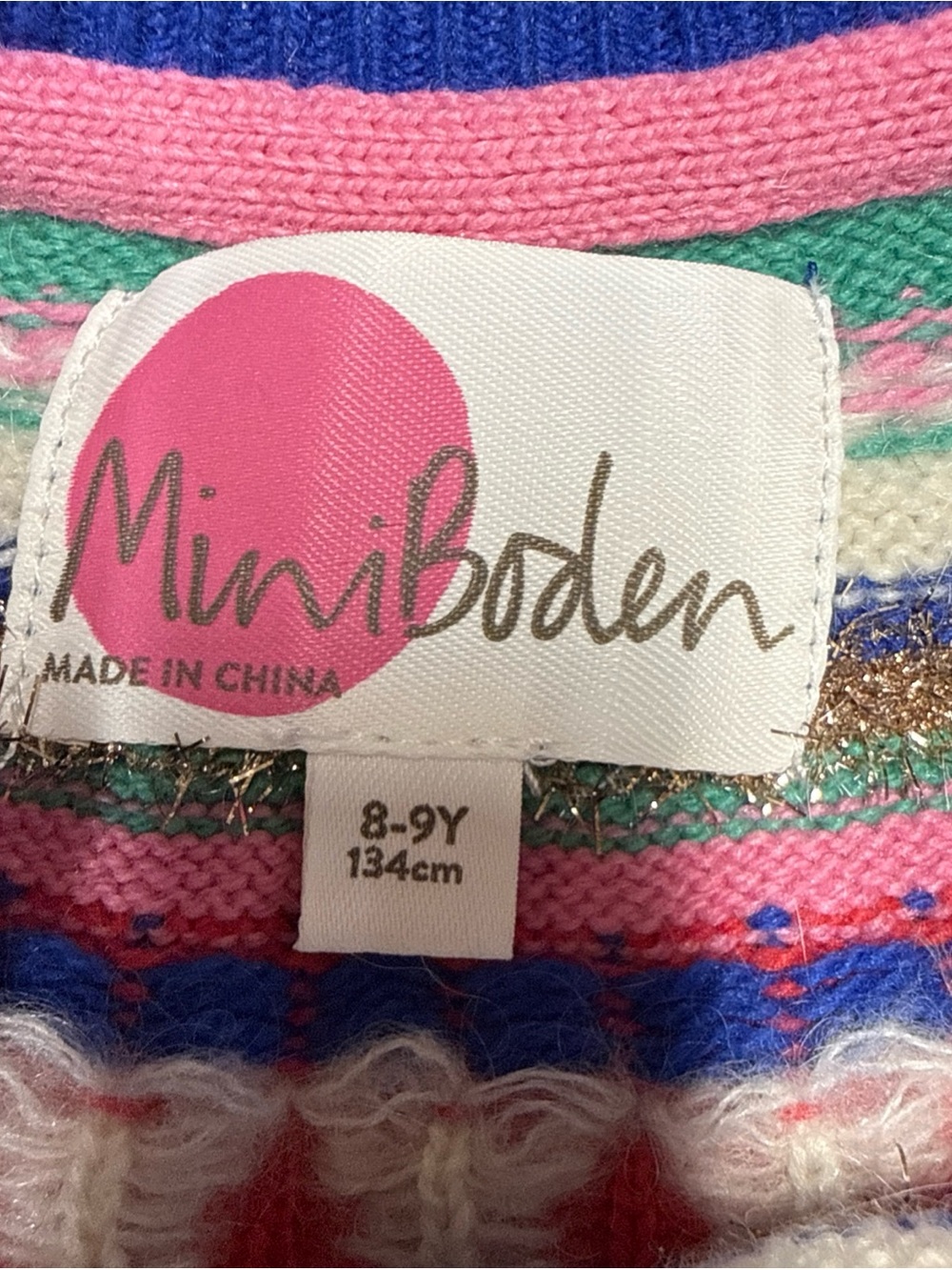 Mini Boden Girls' Fair Isle Sweater Cardigan Sz 8-9y Cobalt Blue Nordic Classic - Picture 3 of 9